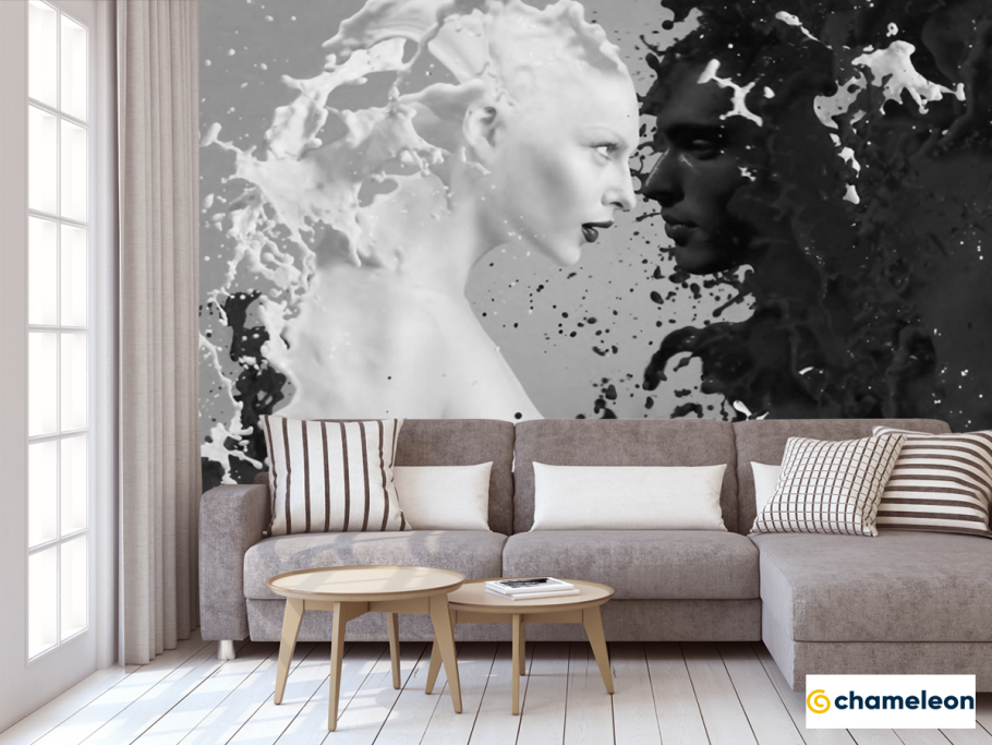 Черно белые фрески в гостиную