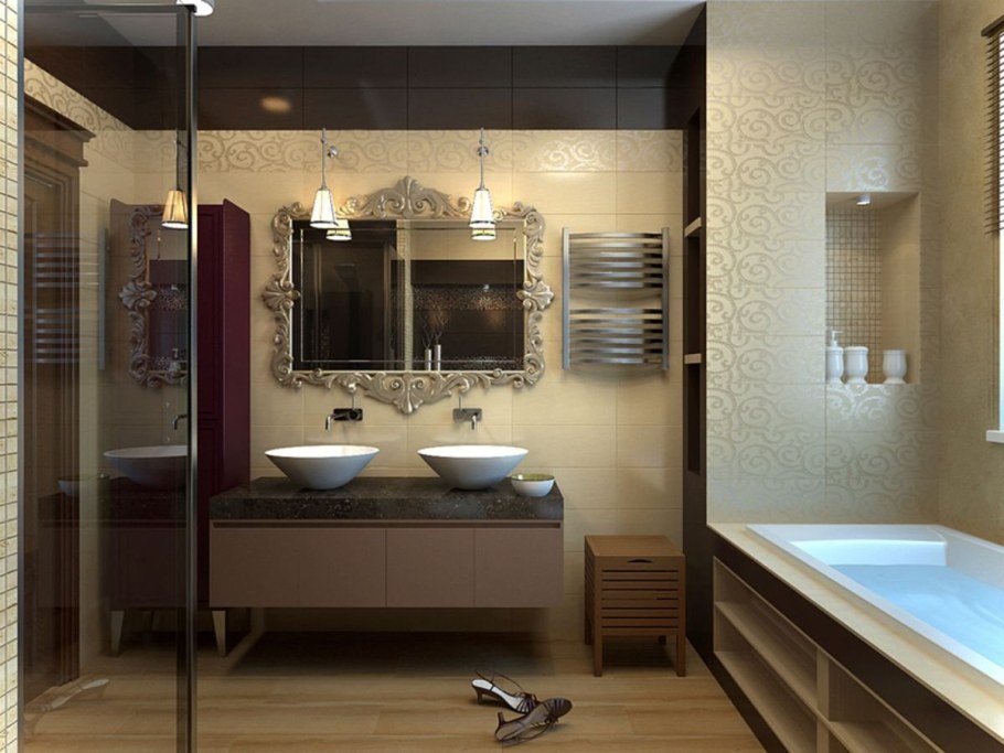Ванная в шоколадных тонах