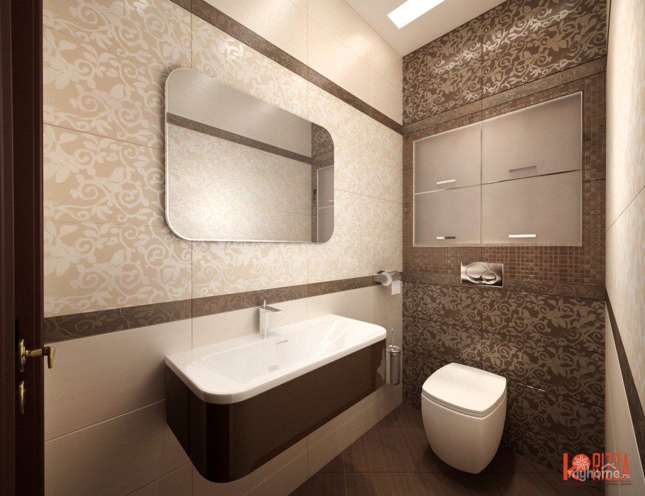 Ванная в коричнево-бежевых тонах