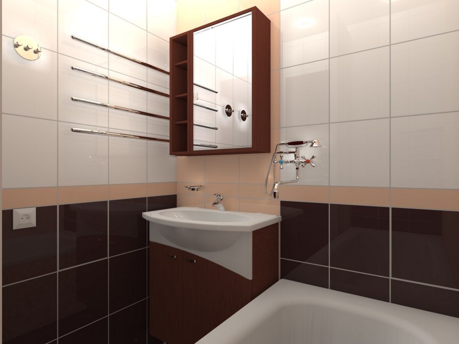 Коричневая плитка в ванной