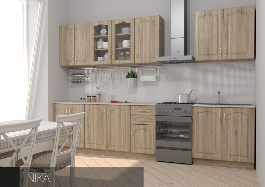 Деми кухня белый/дуб сонома/серебро r5