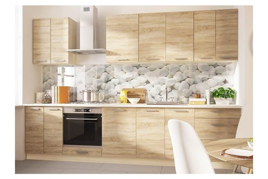 Дуб сонома темный столешница в кухне