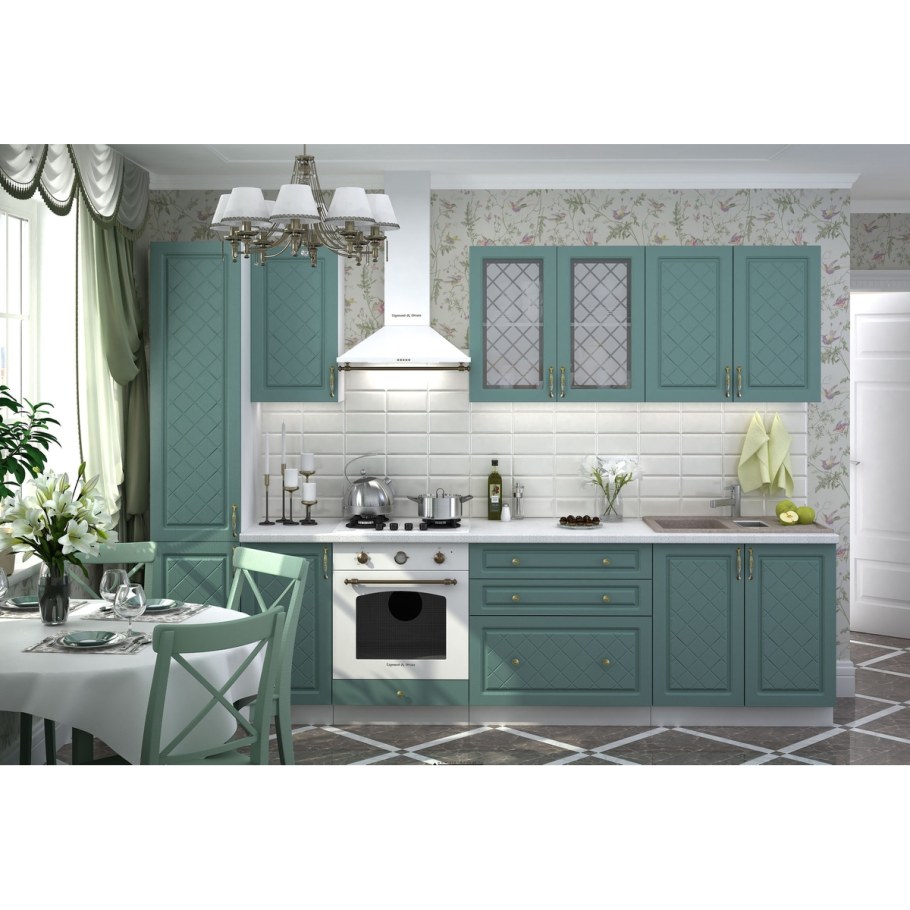 Кухня Модена бирюза ваниль