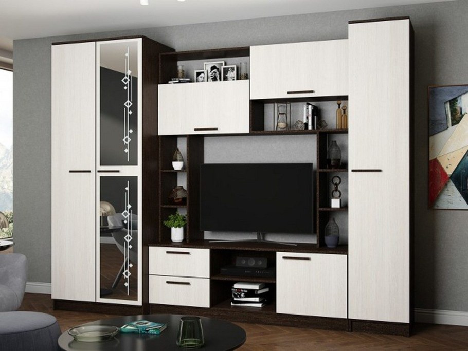 Гостиная стенка Аврора венге Анкор светлый Линаура