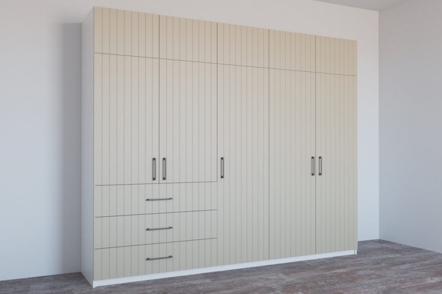 Книжные светлые шкафы с темной внутренней частью