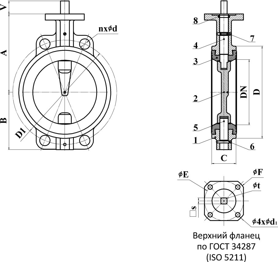 Затвор поворотный дисковый dn300 чертеж