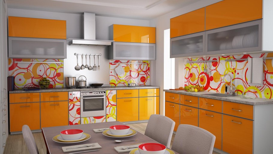 Фартук для кухни желто оранжевый