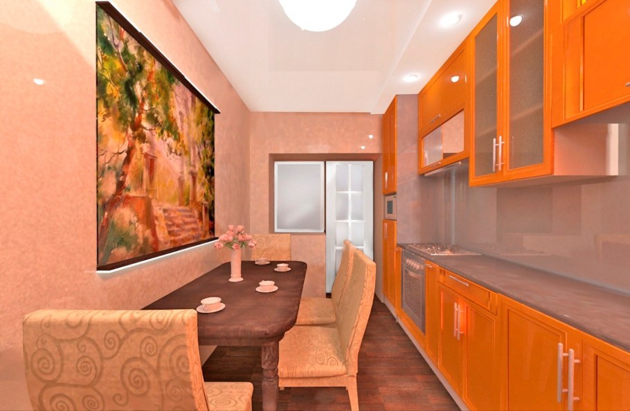 Узкие фотообои на кухню