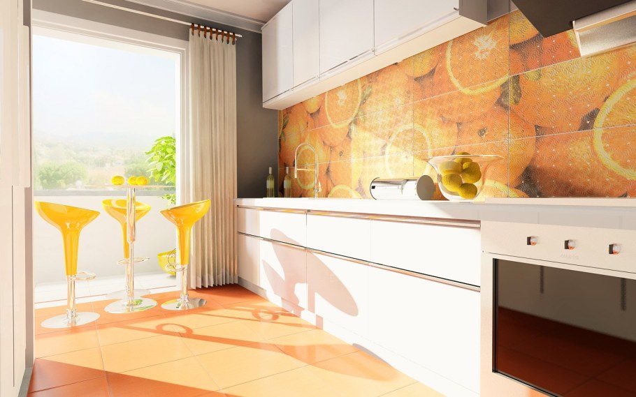 Плитка оранжевая для кухни