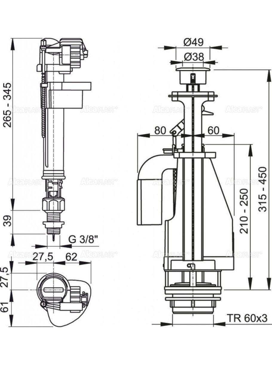 'Арматура для бачка Alca Plast sa-2000/s