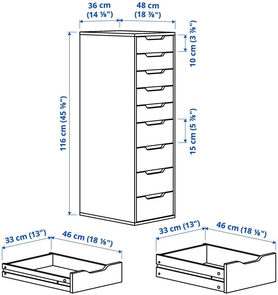Alex Алекс секция с 9 ящиками