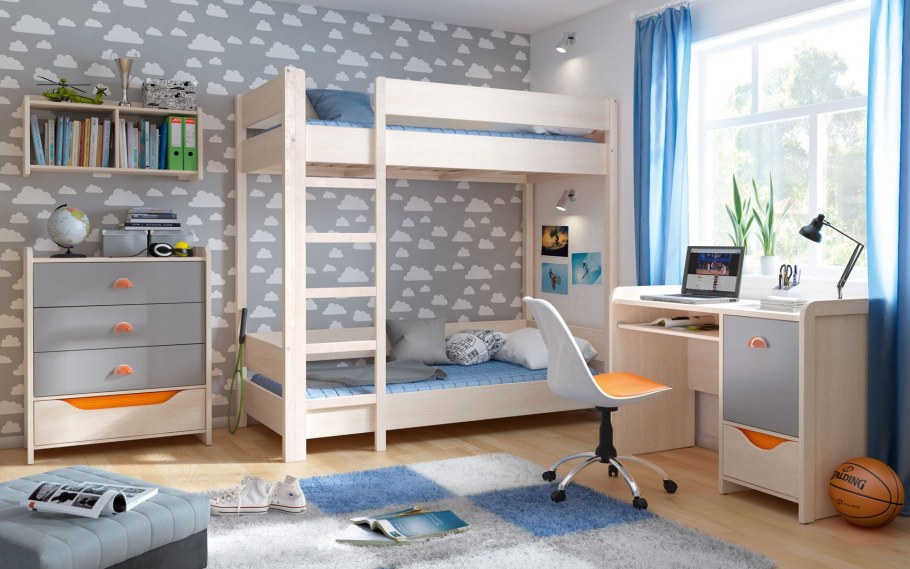 Двухъярусная кровать в морском стиле для детей