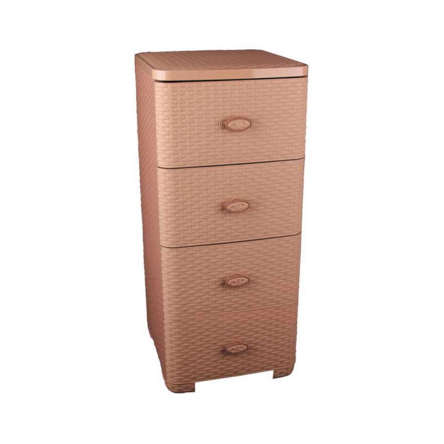 Комод м2434 "плетенка" какао 4-х секционный