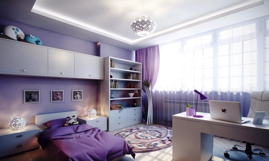 Фиолетовая комната для девочки подростка