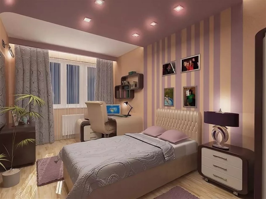 Комната для девочки подростка с балконом 13м