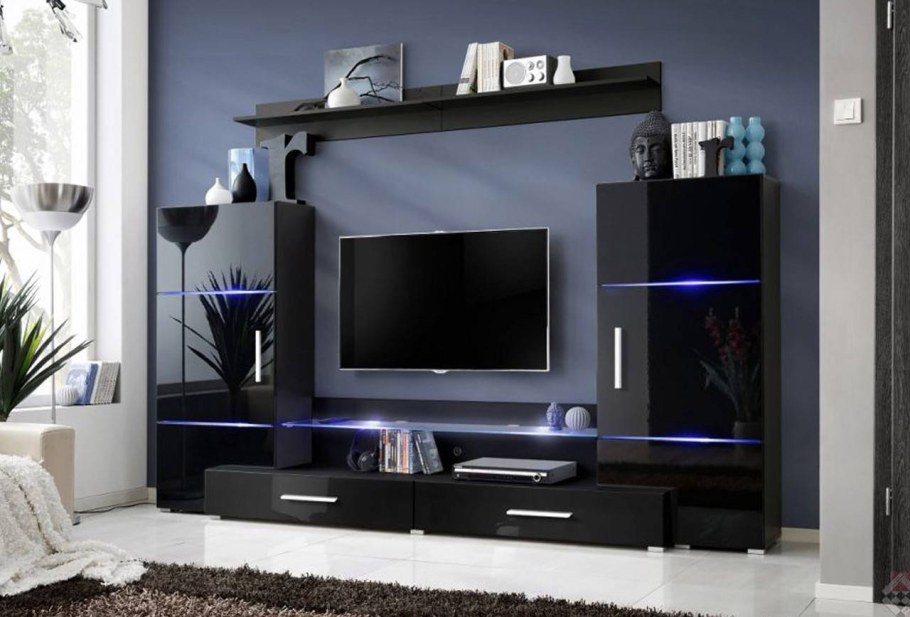 Гостиная Домино черный глянец