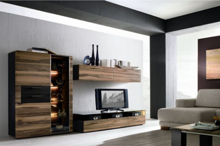 Стенка в гостиную под дерево