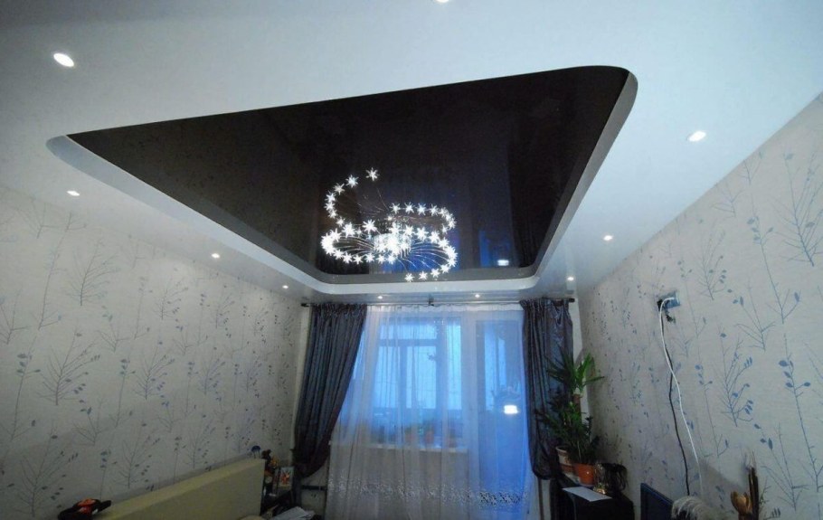 Белый двухуровневый натяжной потолок