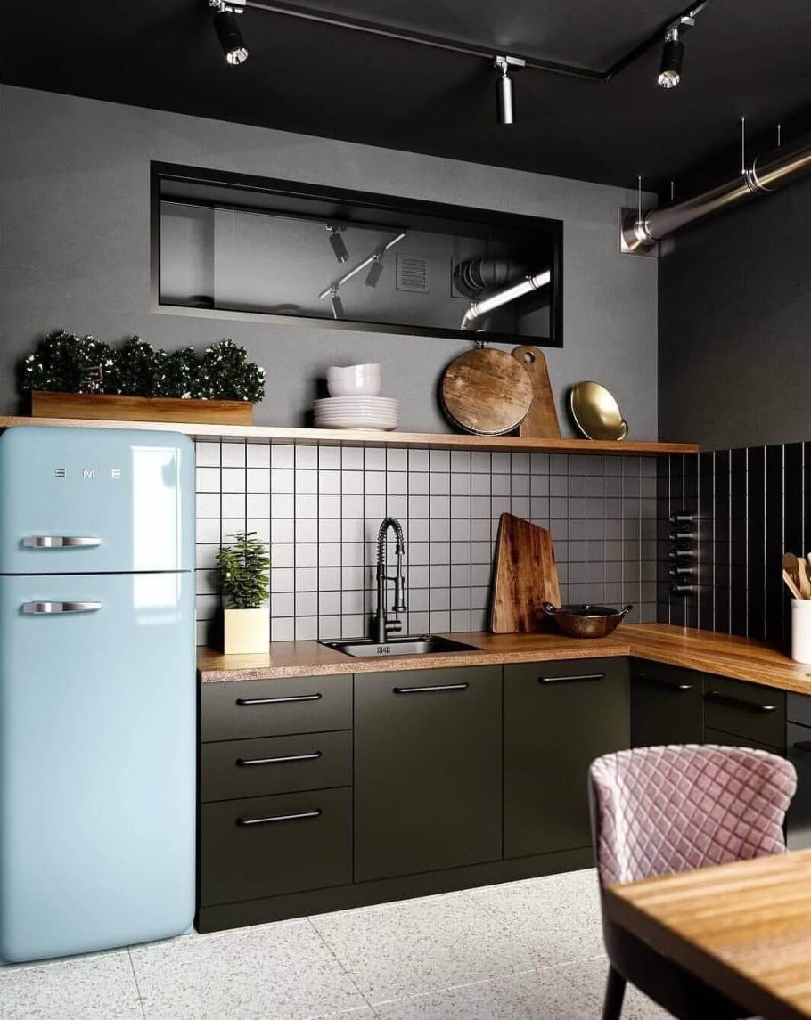 Кухня без навесных шкафов