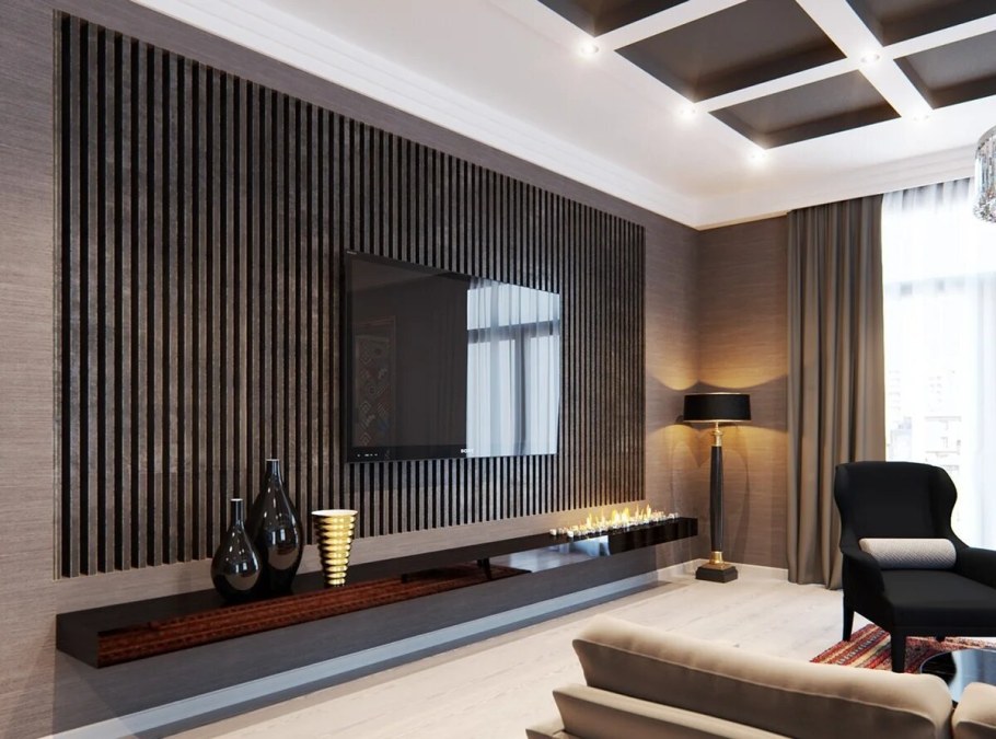 Гостиная с рейками