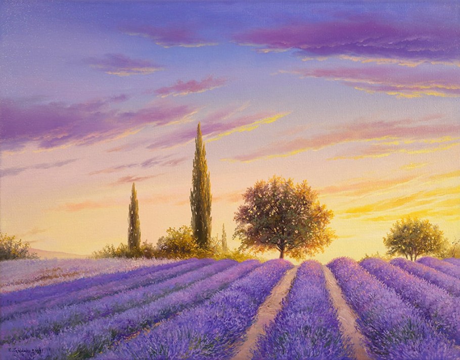 Лавандовое поле .Моне Клод Моне