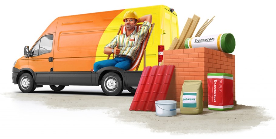 Грузовая машина со стройматериалами