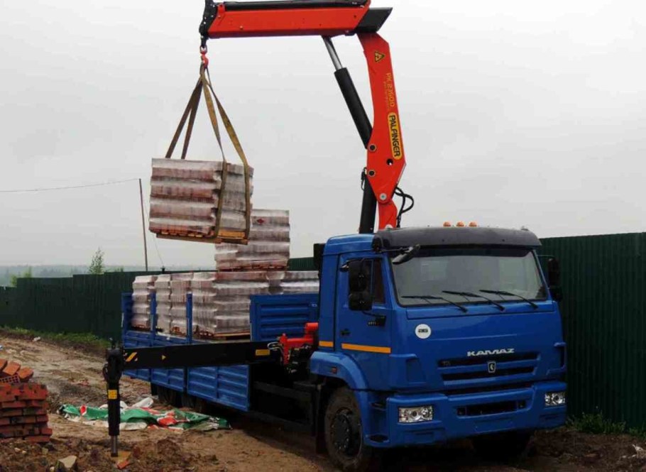 КАМАЗ Kanglim разгрузка кирпича