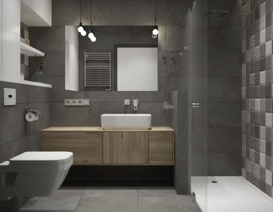 Серая ванная комната