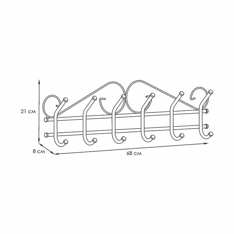 Вешалка Ажур 6 медный антик