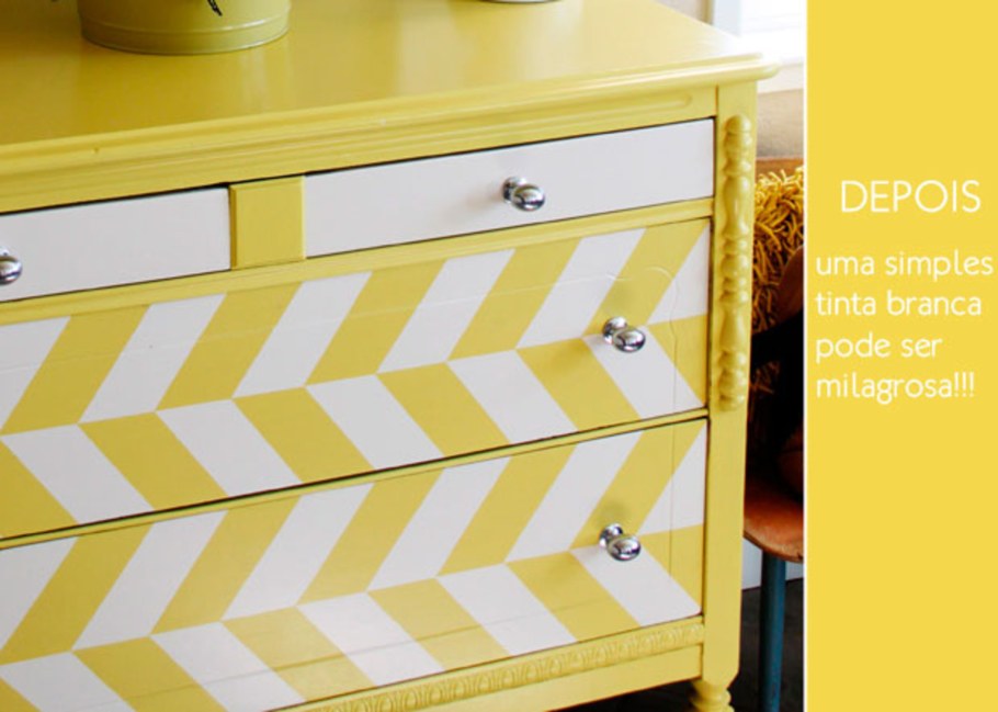 Бело желтый комод