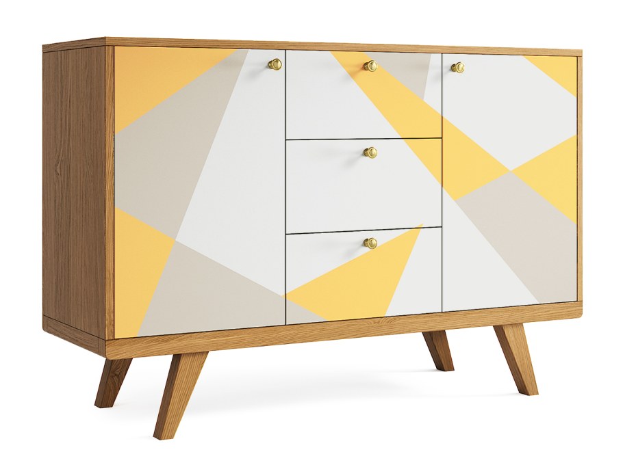 Комод с дверцами и ящиками черный дуб с рисунком "принт 041" THIMON