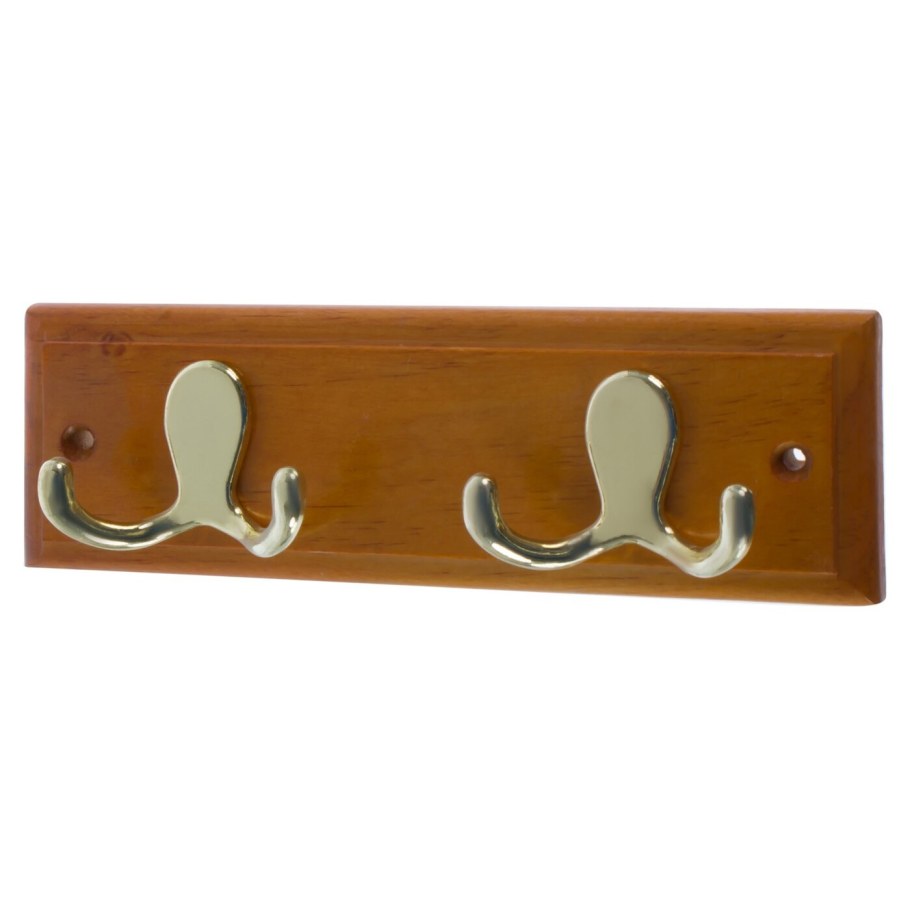 Вешалка настенная для одежды 2/2 крючка 22х7х4 см цвет красное дерево