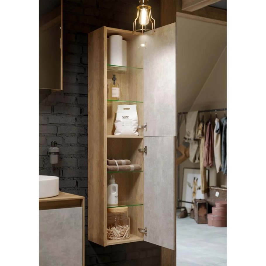 Шкаф-пенал Aqwella 5 Stars mobi 35 бетон светлый