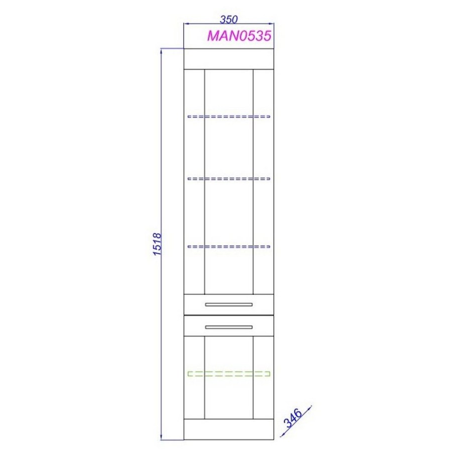 Пенал Aqwella Foster 35x152 дуб сонома