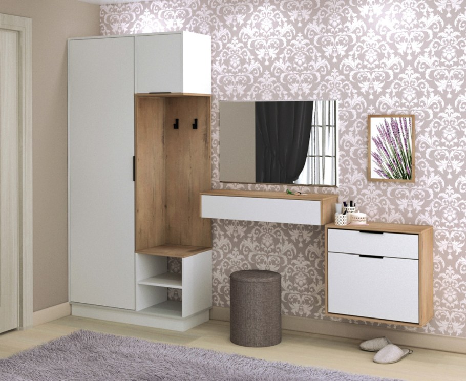 Визит-2 прихожая Марибель белый дуб