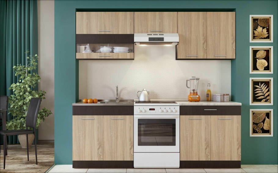 Кухня Монтана 2м ЛДСП сонома/венге БТС