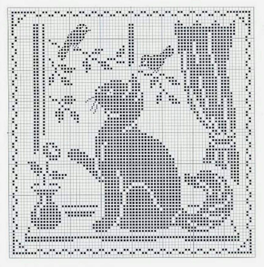 Филейное вязание крючком картины схемы