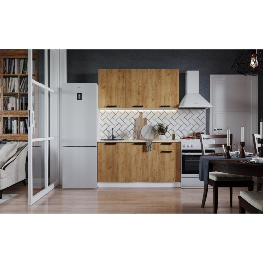 Кухня диор 2м дуб крафт белый в интерьере