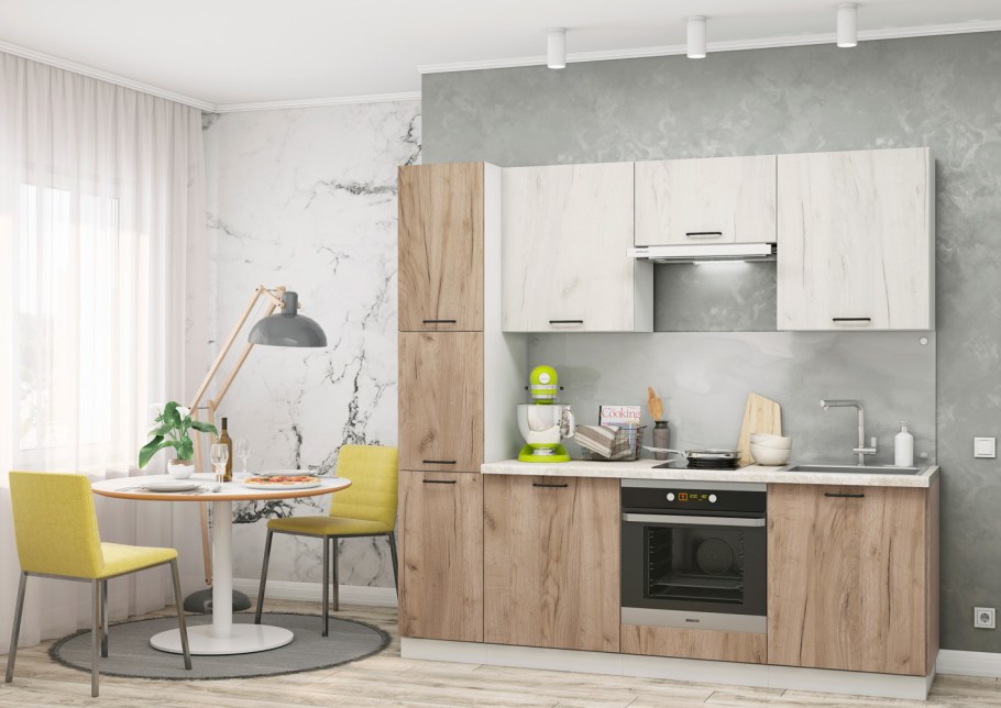 Кухня дуб золотой белый