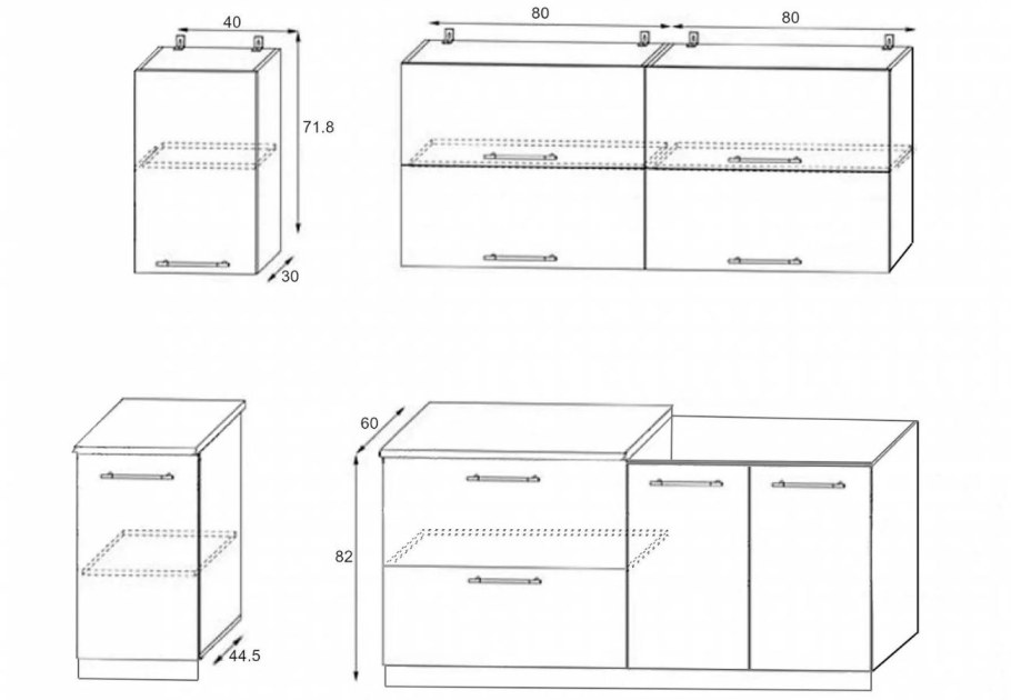 Кухня Техно-4 (2,0 белый глянец/дерево)