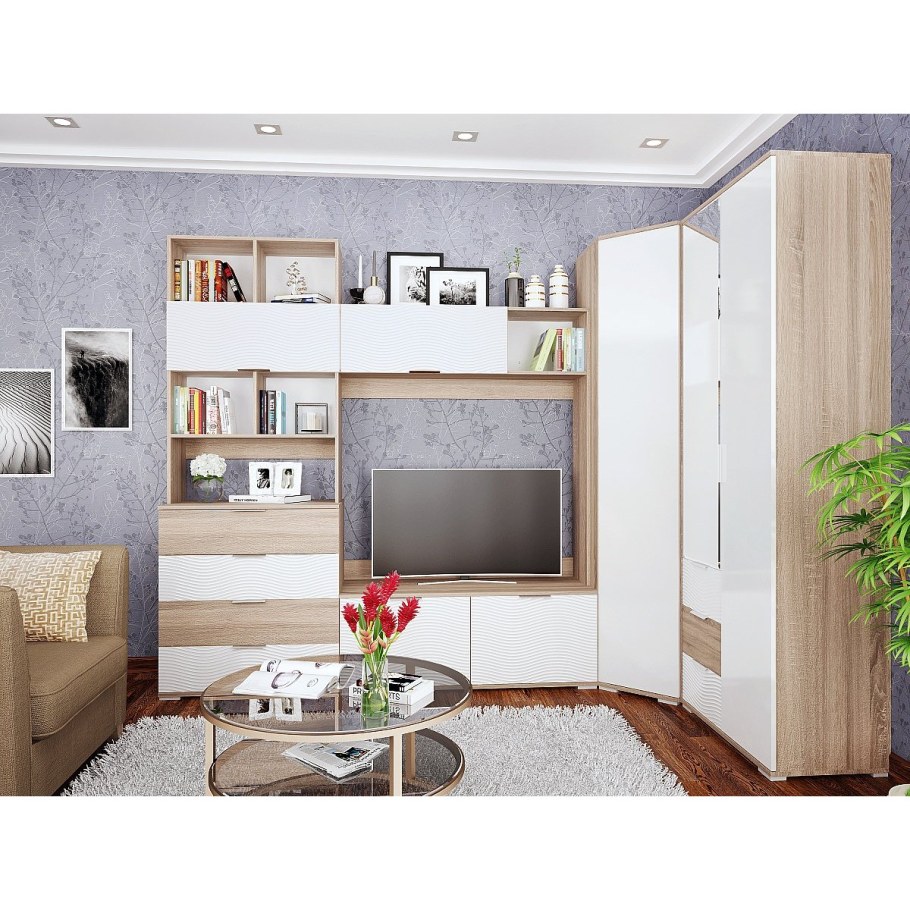 Гостиная Терра сонома белый глянец