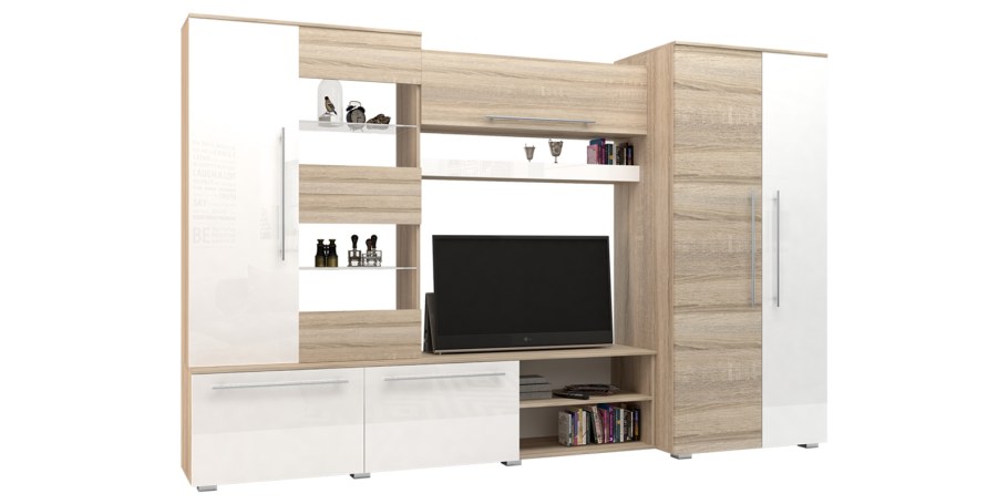 Стенка «Ненси» (дуб сонома/белый ясень)