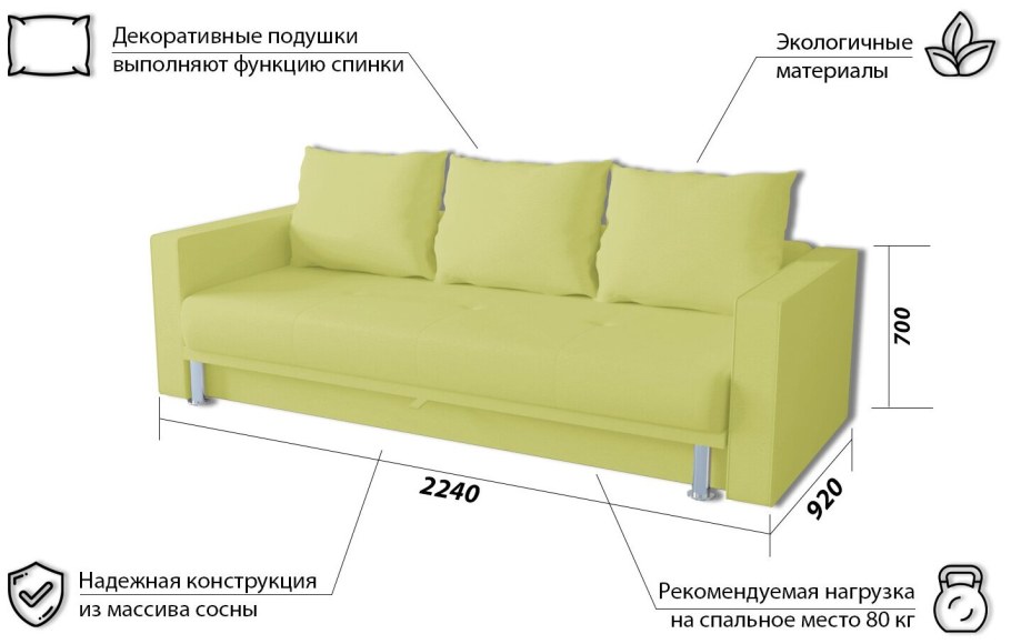 Цвет яблоко в мягкой мебели