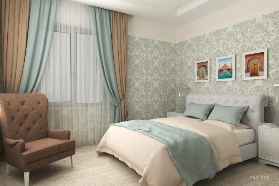 Спальня в салатовых тонах