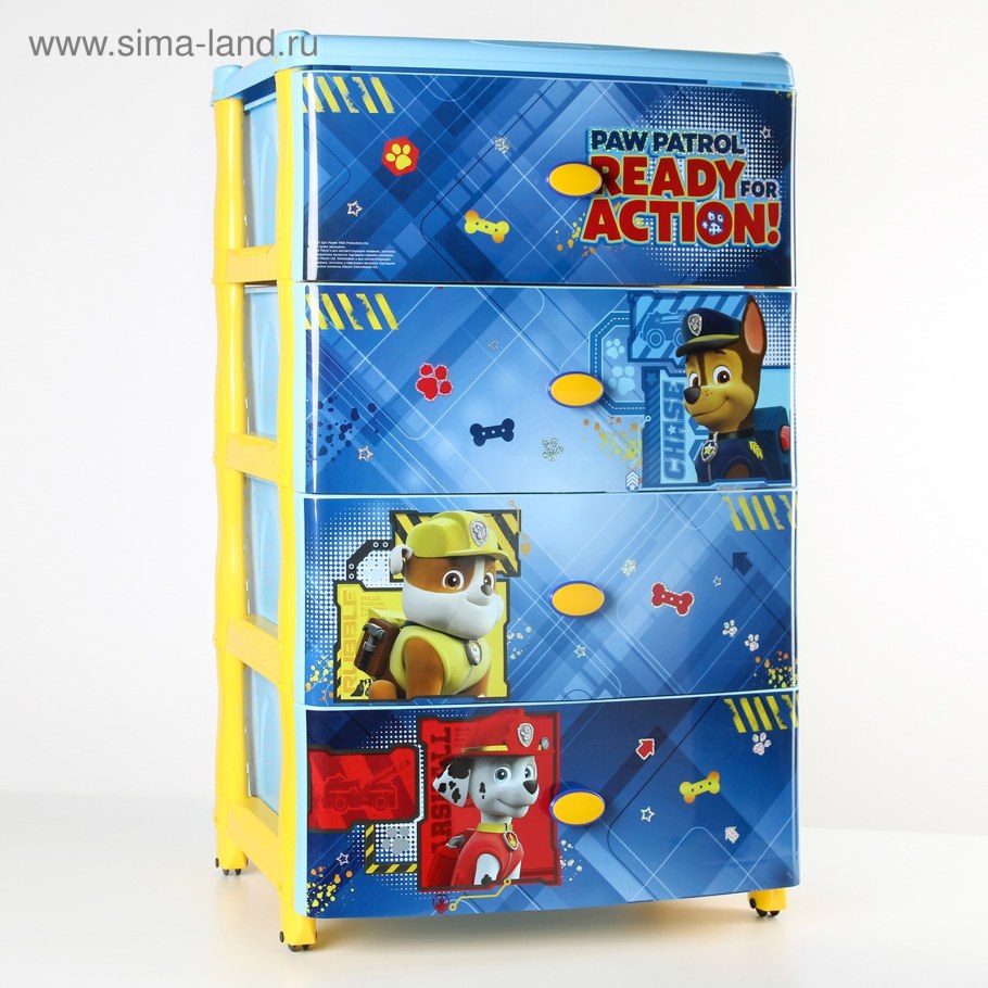 Комод широкий Щенячий патруль 4-секционный м6100