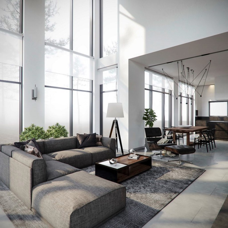 Интерьеры загородных домов в современном стиле