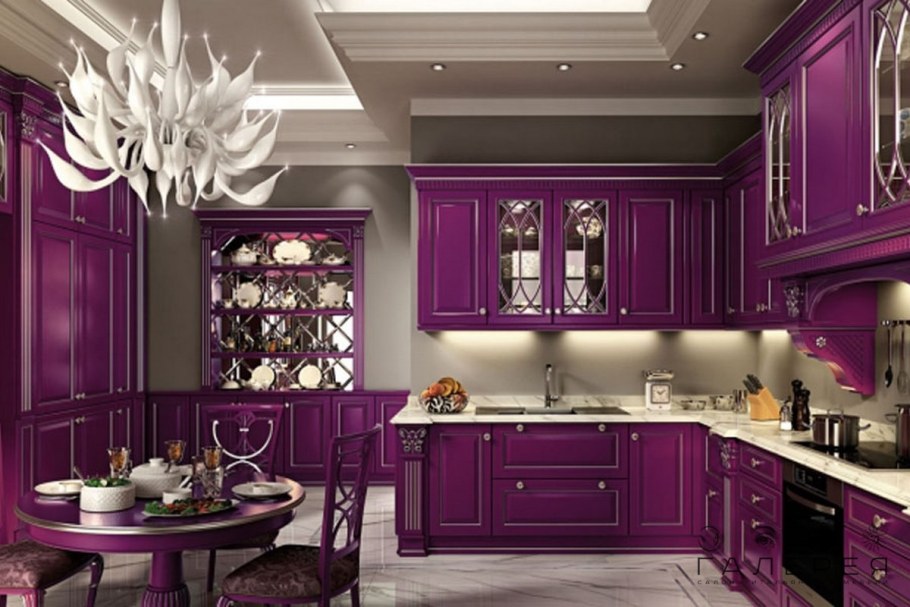Стиль кухни в фиолетовом цвете