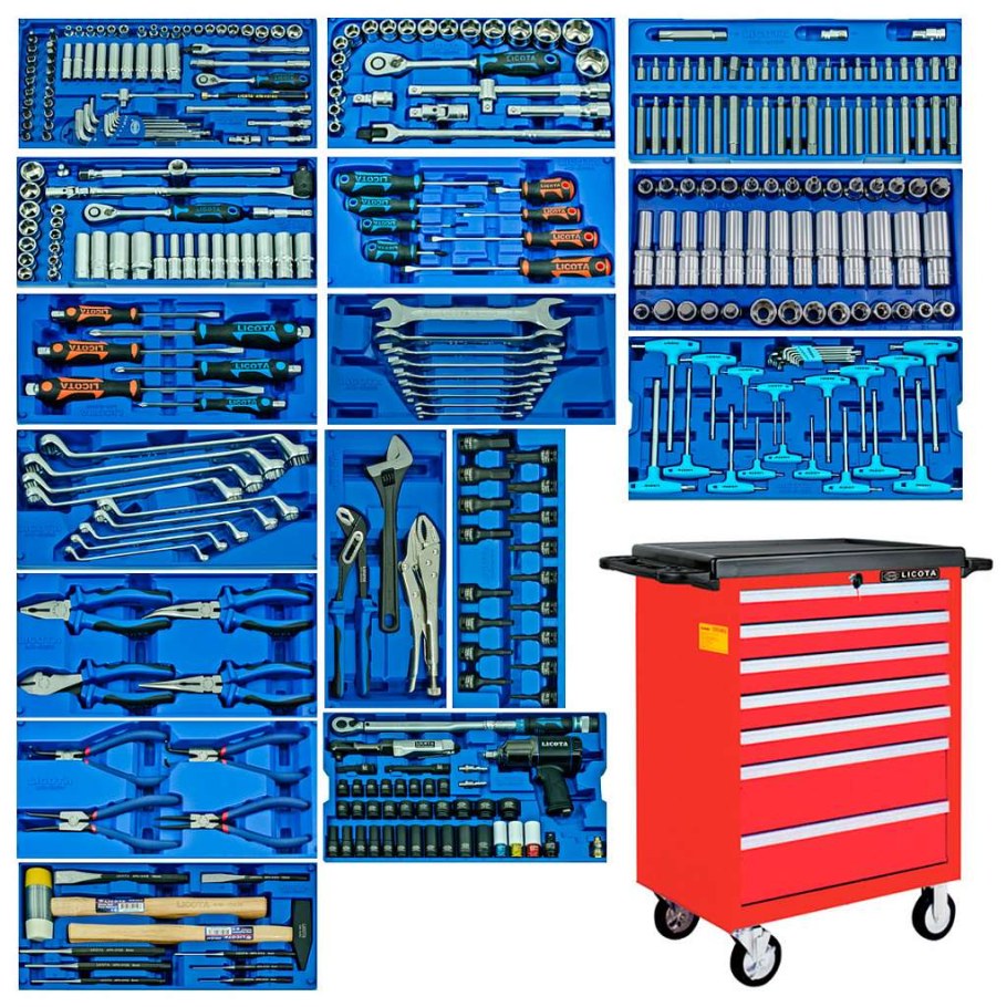 Тележка инструментальная 7 полок (AWX-2603g-n-r-St) серая Licota