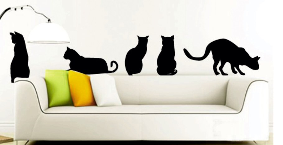 Силуэты кошек в интерьере