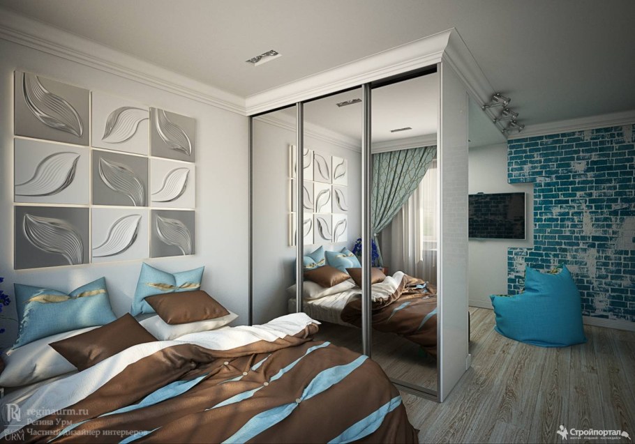 Зонирование комнаты шкафом купе